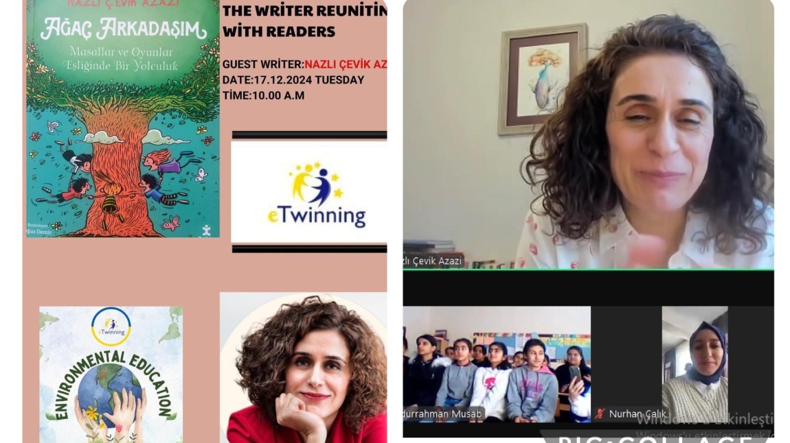 Etwinning projesi kapsamında okulumuz öğrencileri ile Ağaç Arkadaşım kitabı yazarı Nazlı ÇEVİK AZAZİ ile söyleşi yaptılar.